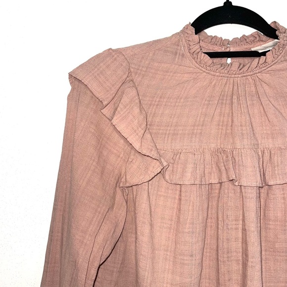 Universal Thread Blush Pink Ruffle Neck Cottagecore Peasant Top Small Women’s - Picture 3 of 11